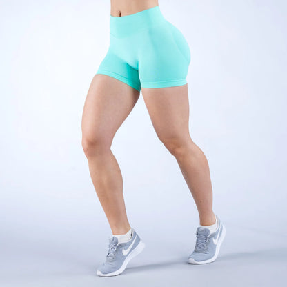 Women's Fitness Sports Leggings – Seamless Low Rise Three-Part Pleated Yoga Shorts for Gym & Workout