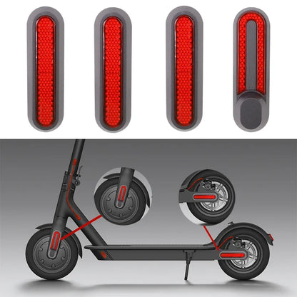 Electric Scooter Wheel Cover Protective Shell with Adhesive Strip - Reflective Sticker for Xiaomi Pro 2/1S/Mi3 Pro Front and Rear Safety