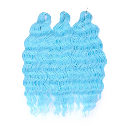 FASHION IDOL 24" Deep Wave Crochet Hair - 3-Piece Synthetic Water Wave Braiding Extensions, Ombre Rainbow Twist Hair