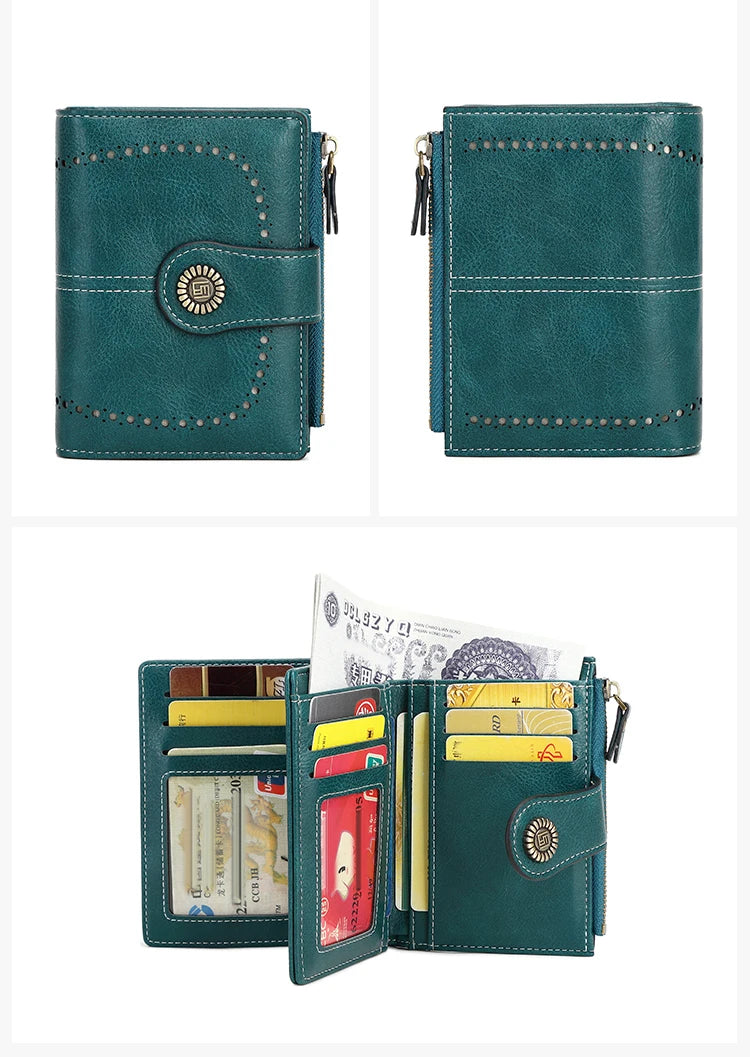 Fashionable Women’s Retro Short Wallet – PU Leather Multifunctional Handbag with Large Capacity, Multi-Card Slot & Coin Pocket