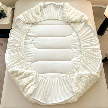 Plush Fleece Fitted Sheet - Warm Imitation Lambswool Bedding for Winter