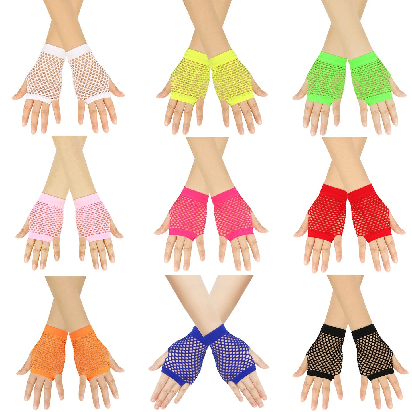 Solid Color Fingerless Mesh Gloves – Short Fishing, Party & Dance Gloves