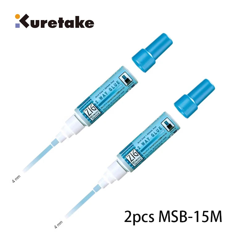 Kuretake Zig 2-Way Glue Pen – Precision Adhesive for Crafts, Scrapbooking & Art (1mm/2mm/4mm/15mm)