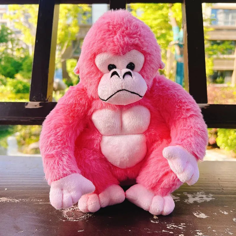 Cartoon Gorilla Plush Toy — Soft Chimpanzee Monkey Stuffed Doll for Room Decor & Birthday Gift