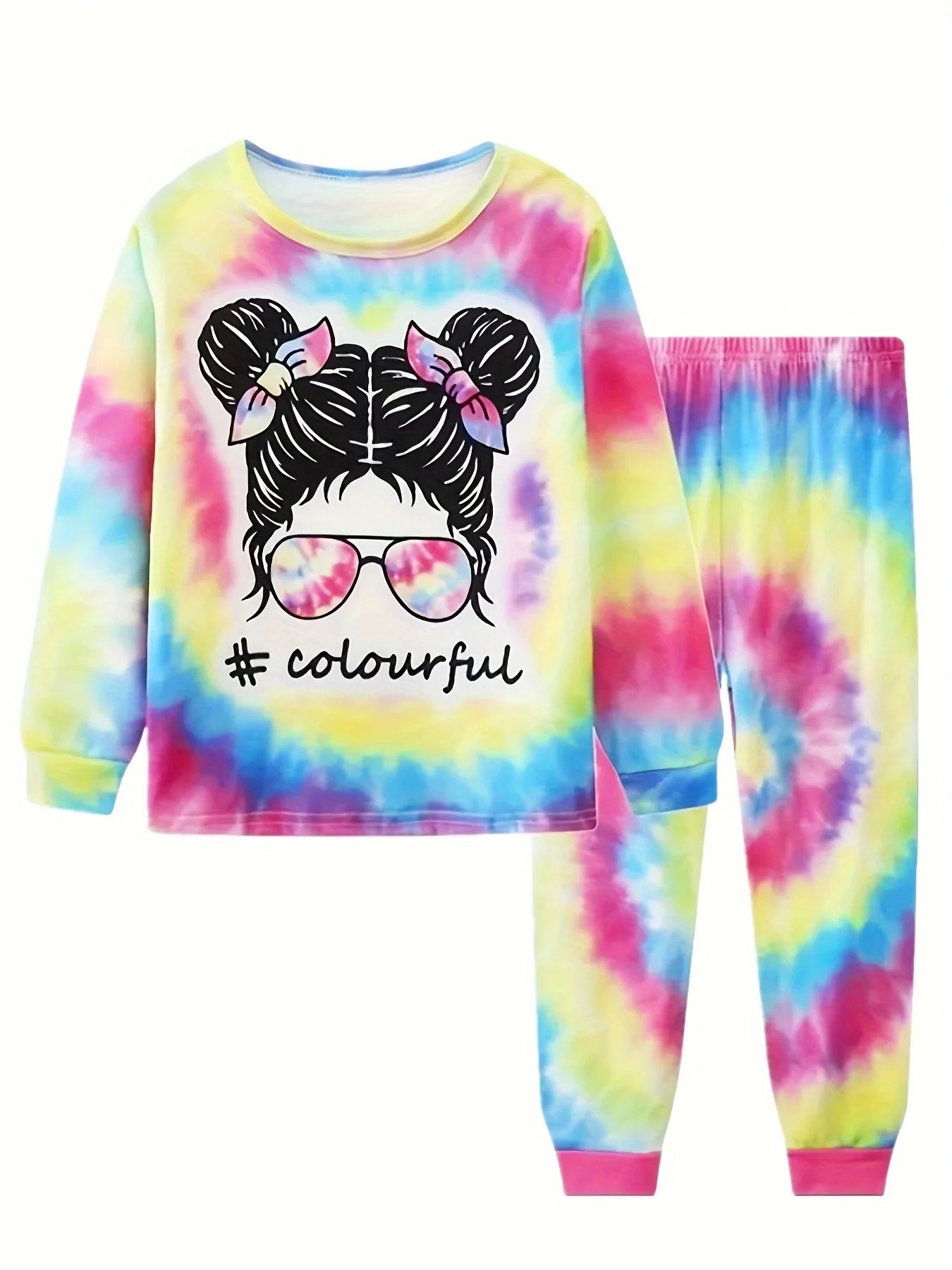 Girls Unicorn Cartoon Pajama Set – Long Sleeve Two-Piece Sleepwear for Kids