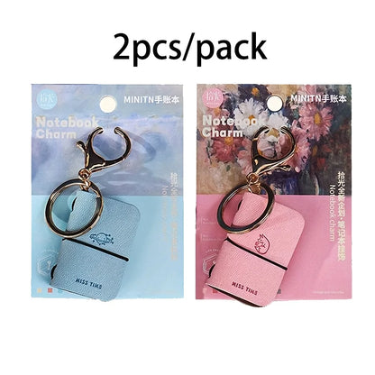 Mini PU Journal Keychain - Portable Leather Diary & Backpack Notebook Charm
