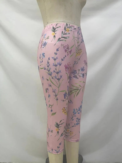 Women's Printed Capri Leggings - Slim-Fit Casual Summer Cropped Pants