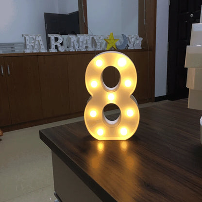 LED Number & Letter Night Light - Luminous A-Z Alphabet & 0-9 Lamp for Party and Wedding Decor