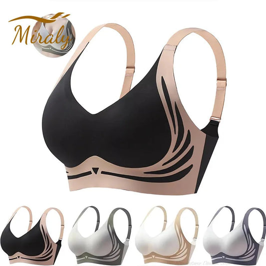 Seamless Push-Up Bra for Women – Wireless Gathered Support Full Coverage Comfort Bra with Adjustable Straps Anti-Sagging Soft Underwear