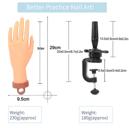 Nail Art Practice Hand – Flexible Adjustable Fake Finger Model for Manicure Training & Display