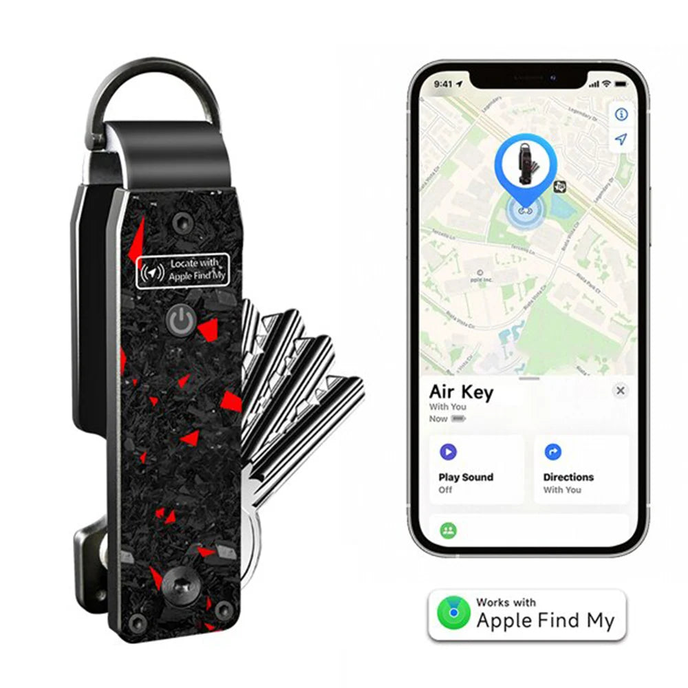 Key Organizer with Apple Find My — Built-In AirTag Holder, Holds 2–6 Keys, Car Keychain GPS Tracker (iOS Only)
