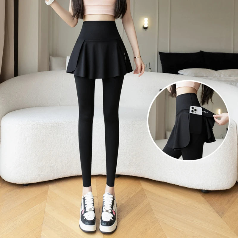 Women’s Seamless High Waist Yoga Leggings with Pockets – Two Piece Hip Lift Fitness Pants