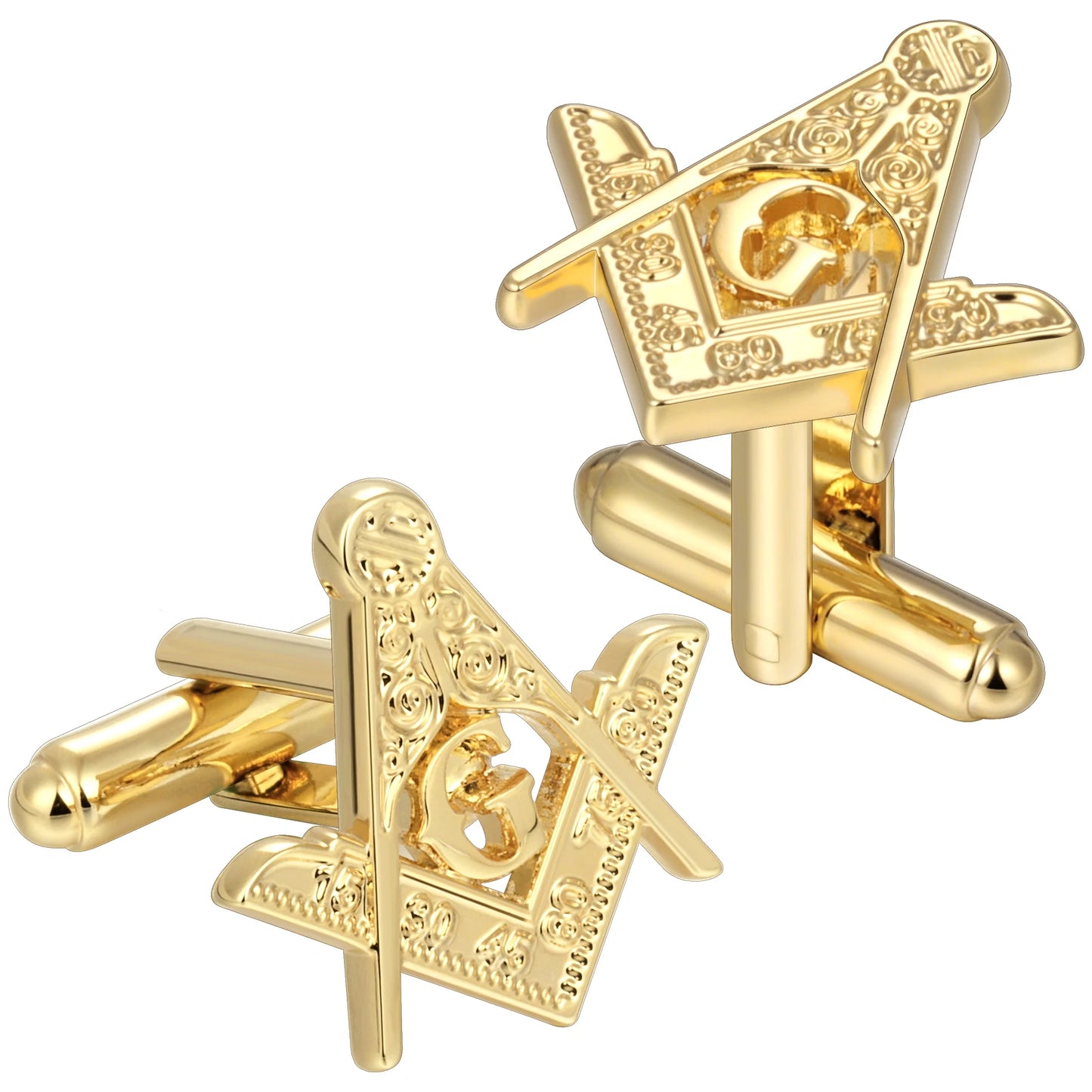 Classic Masonic Compass Tie Clip - Golden Freemason Emblem Suit Accessory for Men with Brotherhood Symbol Design
