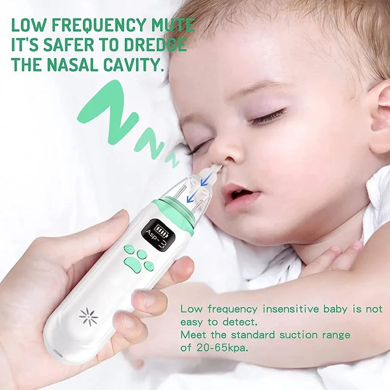 Electric Baby Nasal Aspirator - Adjustable Suction Nose Cleaner with 3 Silicone Tips and Low-Noise Design