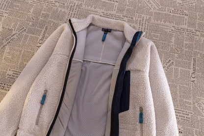 Motorcycle Outdoor Wool Jacket – Unisex Double-Sided Thick Plush Rider Suit, Windproof & Warm Lambing Wool Fashion Jacket