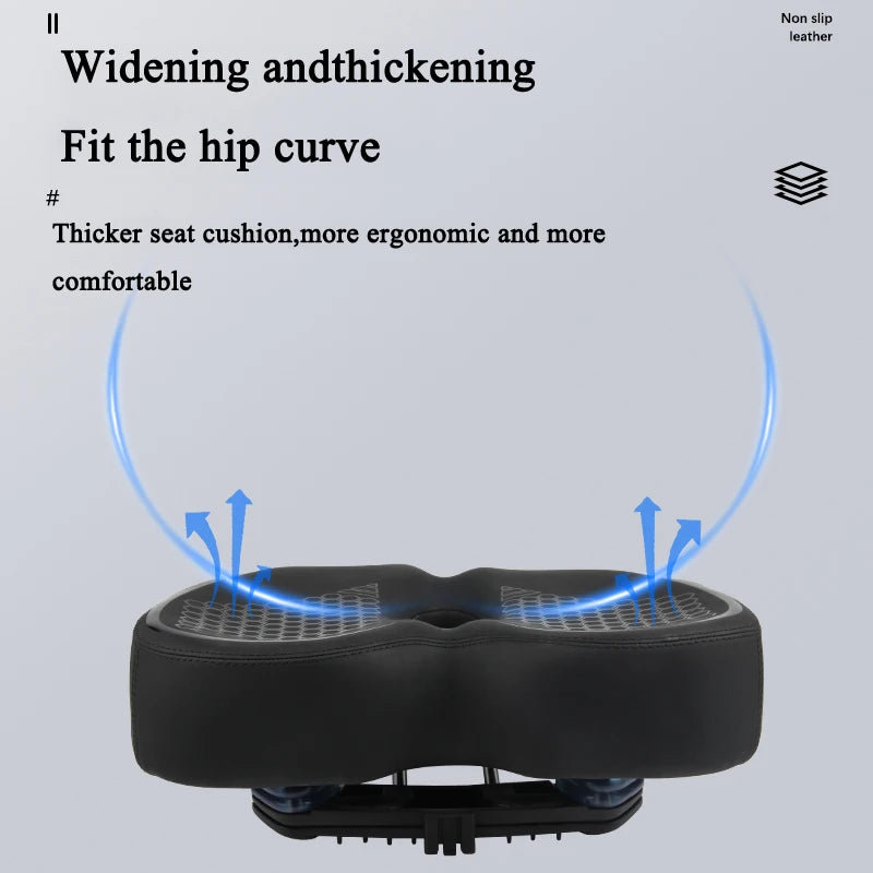 Comfortable Bicycle Saddle - Double Shock Absorption Wide Cushion for MTB, Road & Commuter Bikes