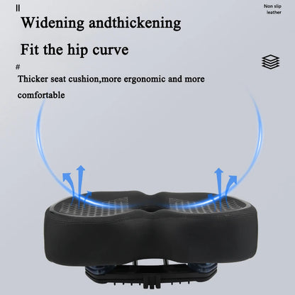 Comfortable Bicycle Saddle - Double Shock Absorption Wide Cushion for MTB, Road & Commuter Bikes