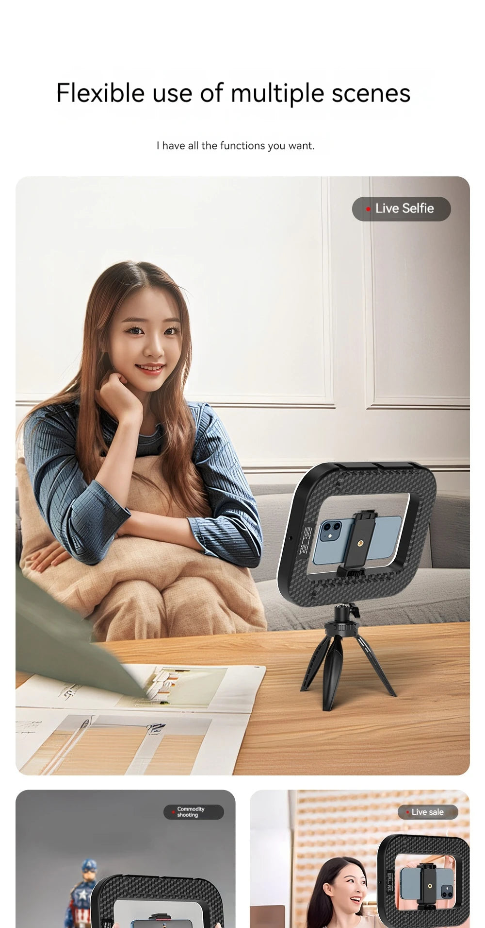 New Handheld Ring LED Light – Rechargeable Portable Fill Light for Mobile Phone, Live Broadcast, Photography, and Selfies
