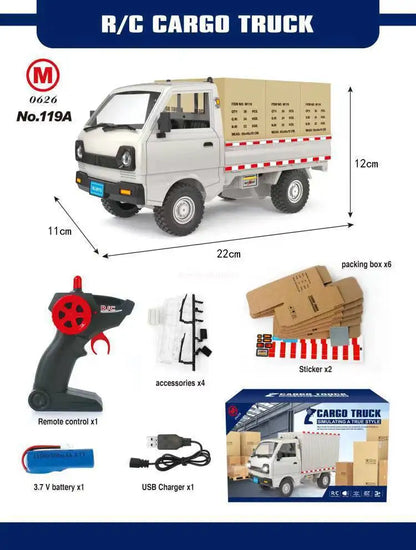 1:10/1:16 WPL D12 RC Car – Simulation Drift & Climbing Truck with LED Lights, Electric Toy Model for Boys Christmas Gift