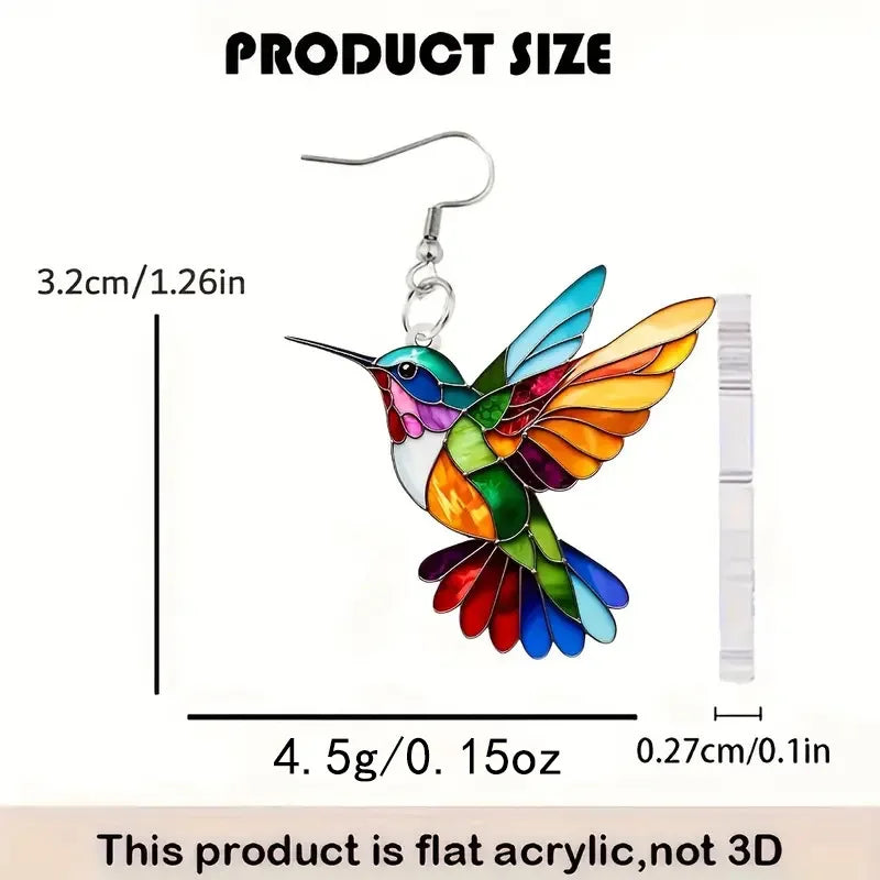 2024 Trendy Colorful Bird Acrylic Earrings – Retro Fashion Jewelry for Women