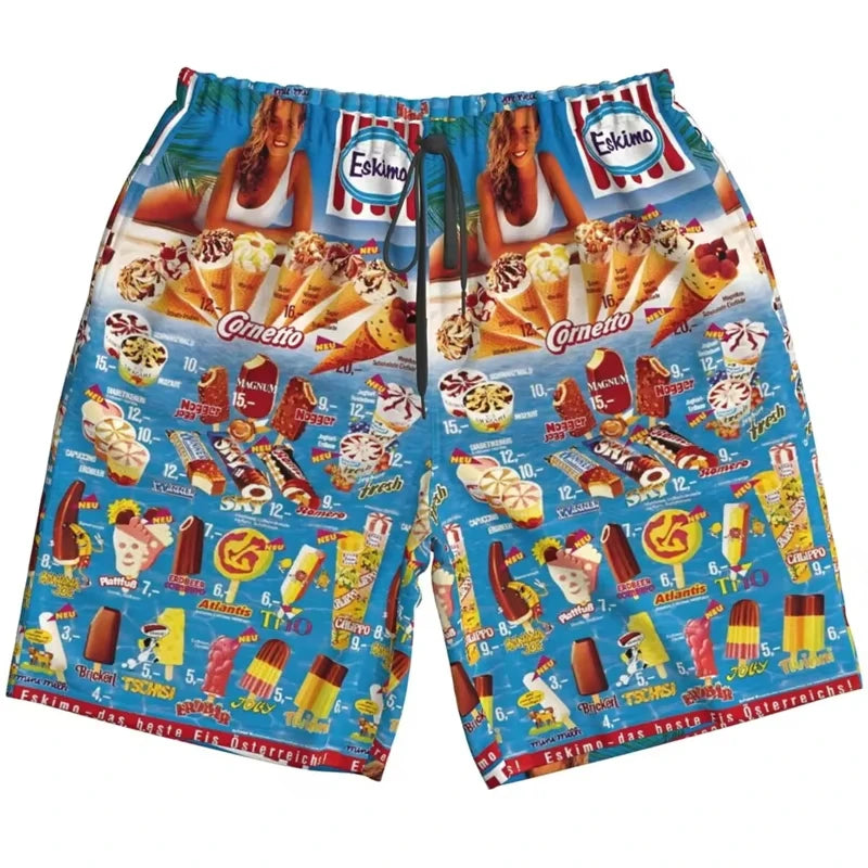 3D Ice Cream Hawaiian Shirt - Trendy Unisex Oversized Short Sleeve Beach Party Shirt