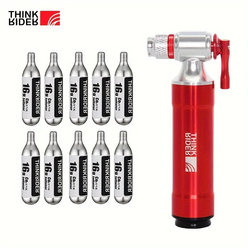 ThinkRider Mini CO2 Bike Pump - Aluminum Bicycle Inflator with Schrader & Presta Adapter