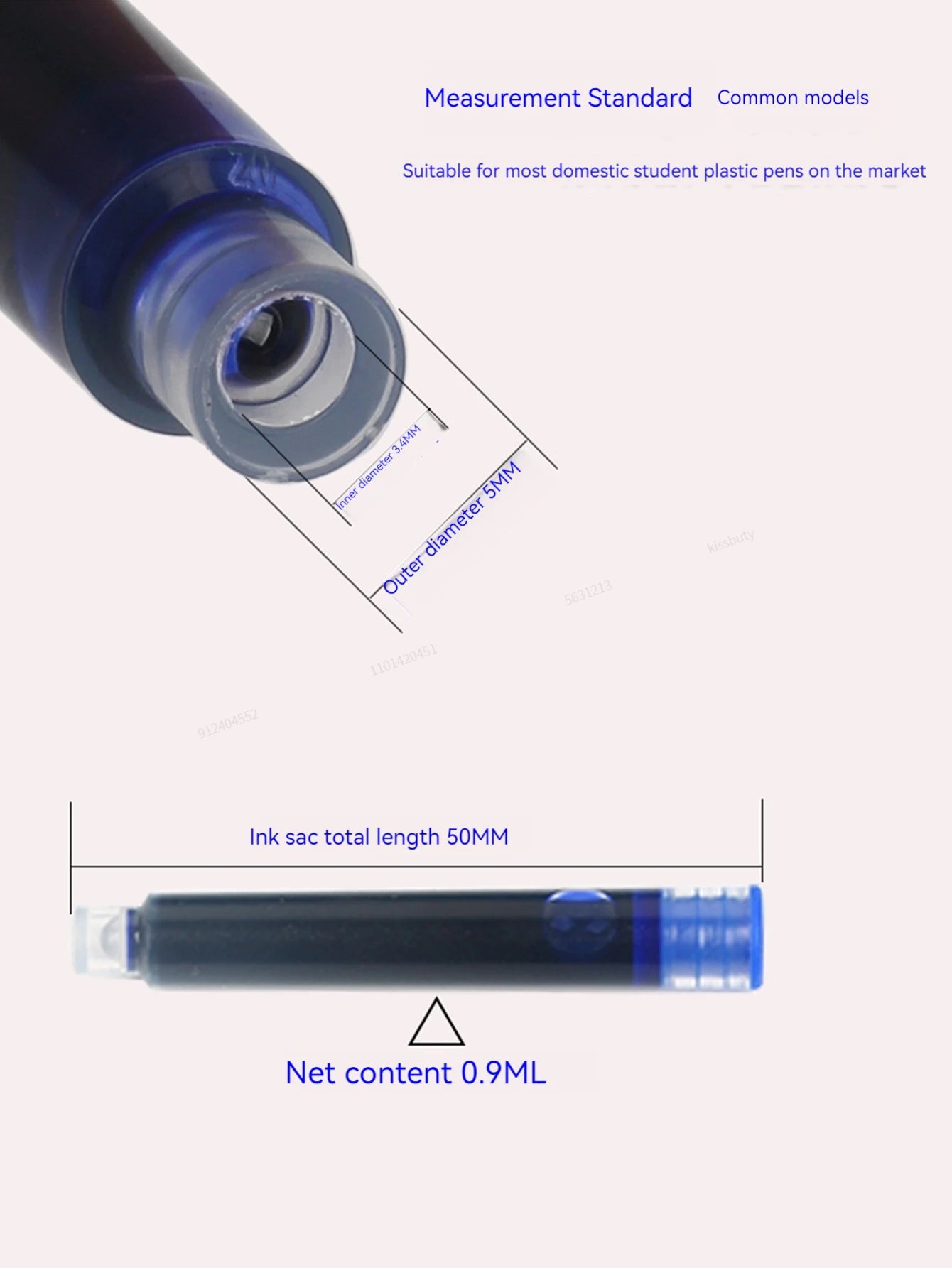 Colorful Fountain Pen Ink Cartridges - 12-60PCS 3.4mm Ink Sac Refills for Drawing, School & Office Writing Supplies