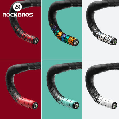 ROCKBROS Bicycle Handlebar Tape – Non-Slip Shock-Absorbing Curved Bar Straps for Road Bikes