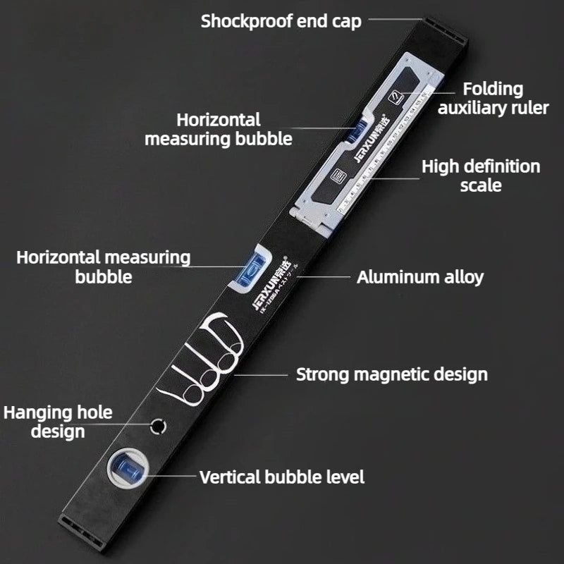 600mm Folding Magnetic Level Ruler - High-Precision Aluminum Measuring & Balance Tool
