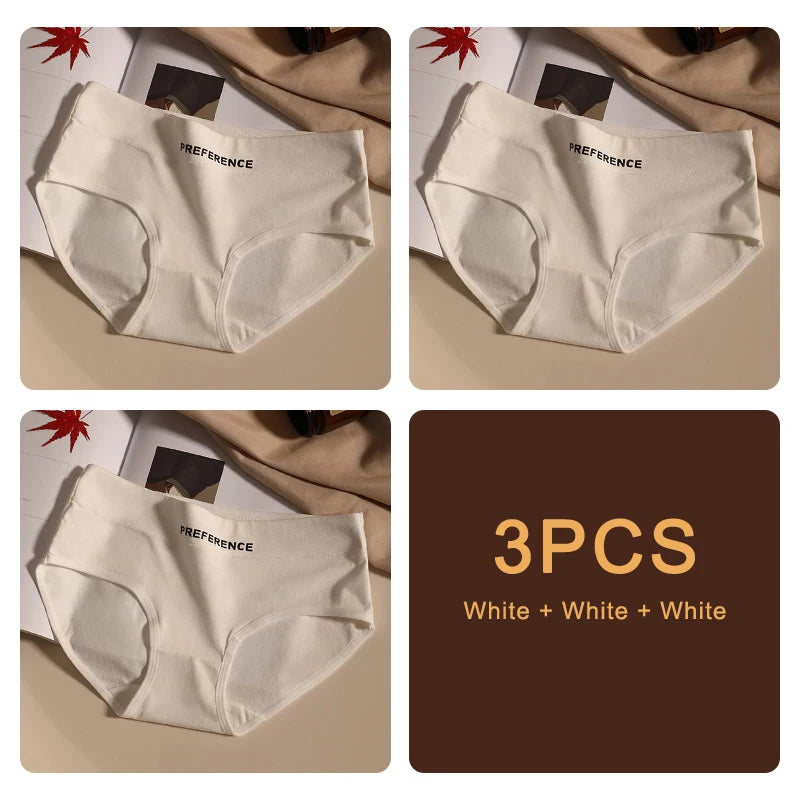 3PCS Seamless Women's Cotton Panties – Soft, Breathable, Large Size Sports Underwear Set