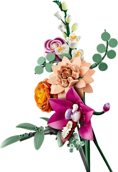 Romantic Pink Flower Bouquet Building Block Set 10342 – Compatible with Lego, Ideal Christmas Gift