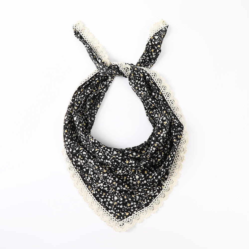 Fabric Printing Triangle Scarf — Flower Turban Bandana Headband for Women Retro Hair Accessories