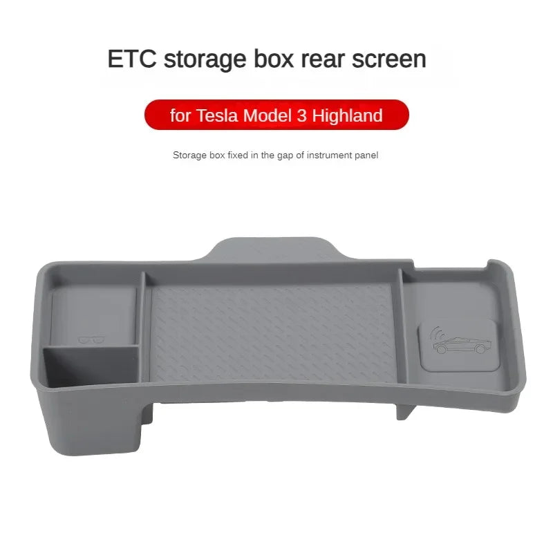 Tesla Model 3 & Highland 2024–2025 Dashboard Storage Tray – Silicone Organizer for Tissue, Glasses & Accessories