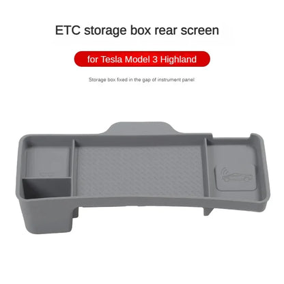 Tesla Model 3 & Highland 2024–2025 Dashboard Storage Tray – Silicone Organizer for Tissue, Glasses & Accessories