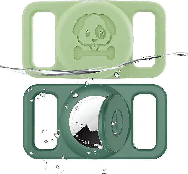 2-Pack AirTag Dog Collar Holders — Waterproof Silicone Hidden Loop Anti-Lost Tracker Accessory