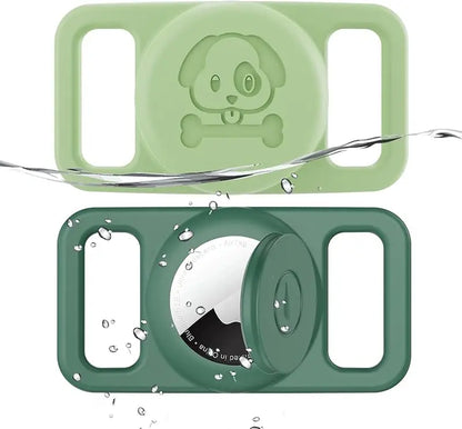 2-Pack AirTag Dog Collar Holders — Waterproof Silicone Hidden Loop Anti-Lost Tracker Accessory
