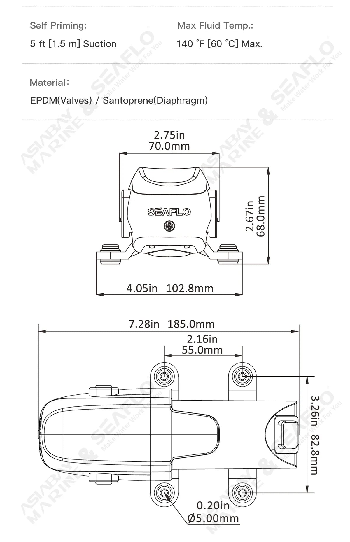 SEAFLO 12V 23A 40 PSI Automatic Marine Water Pump – Self-Priming Electric Diaphragm Pump for Boat, RV & Caravan High Pressure