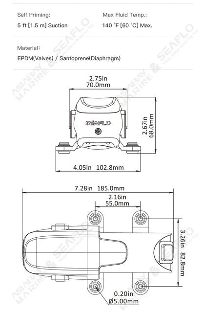 SEAFLO 12V 23A 40 PSI Automatic Marine Water Pump – Self-Priming Electric Diaphragm Pump for Boat, RV & Caravan High Pressure