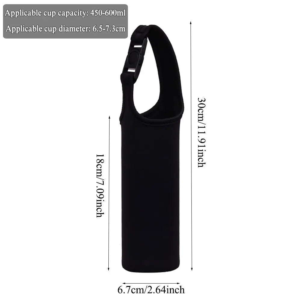 450-600ML Neoprene Water Bottle Cover Bag - Insulated Pouch Holder with Shoulder Strap for Sports & Camping