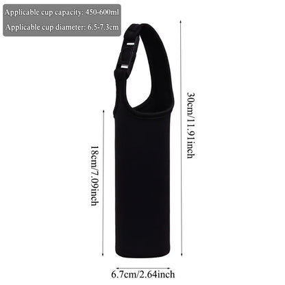 450-600ML Neoprene Water Bottle Cover Bag - Insulated Pouch Holder with Shoulder Strap for Sports & Camping