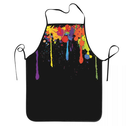 Funny Paint Splatter Bib Apron – Multicolor Kitchen Chef Artist Graffiti Cooking & Baking Tablier for Men & Women