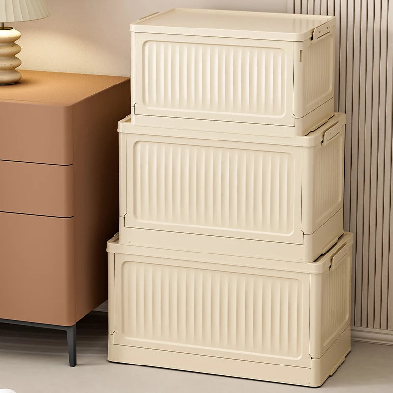 Folding Storage Box – Multifunction Foldable Plastic Organizer with Lid for Household Supplies