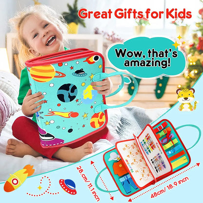 Montessori Busy Board for Toddlers – Sensory Toy for Preschool Learning & Fine Motor Skills, Travel Activities for Boys