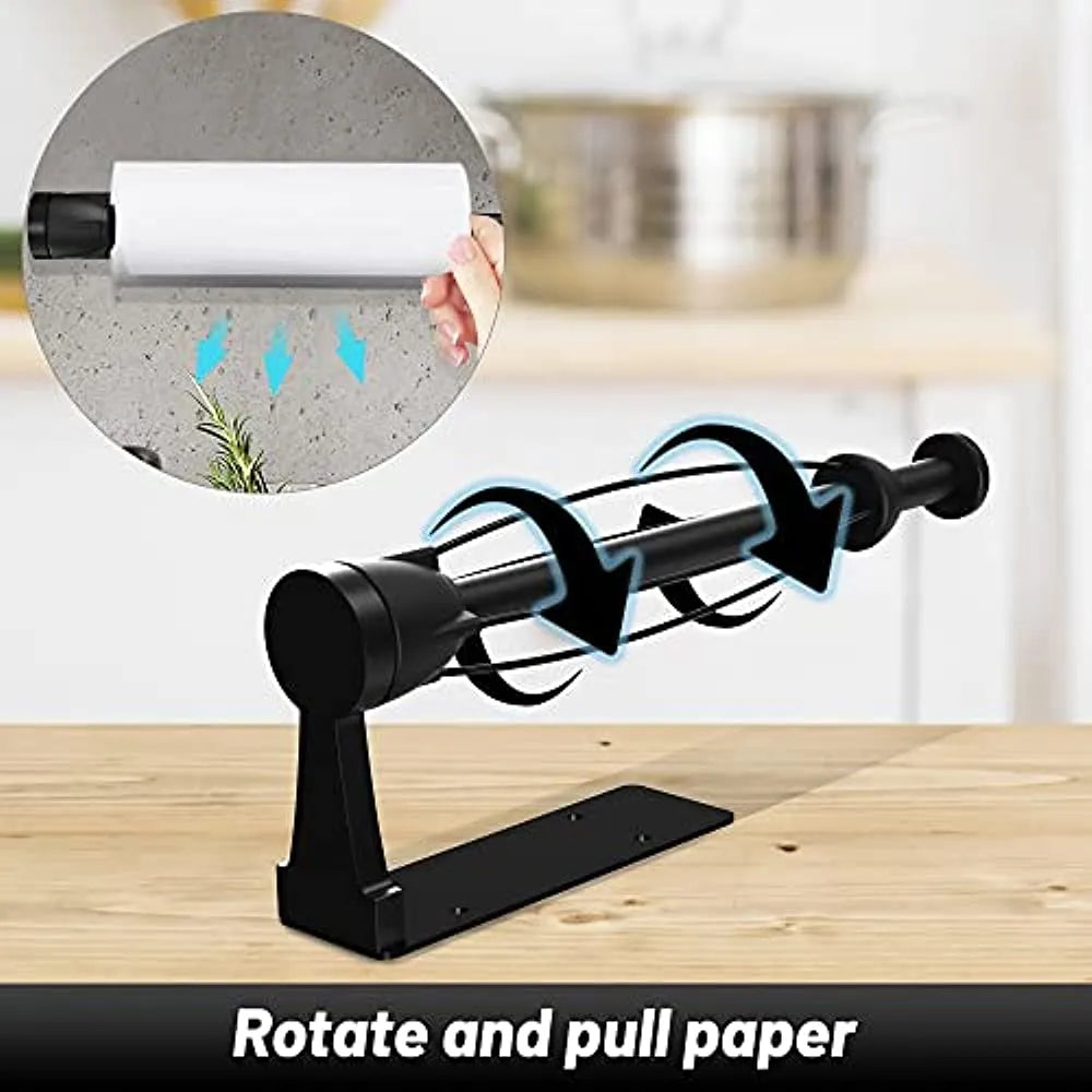 Wall Mount Paper Towel Holder with Damping Effect - Single Hand Operation, Under Cabinet Design for Kitchen and Bathroom