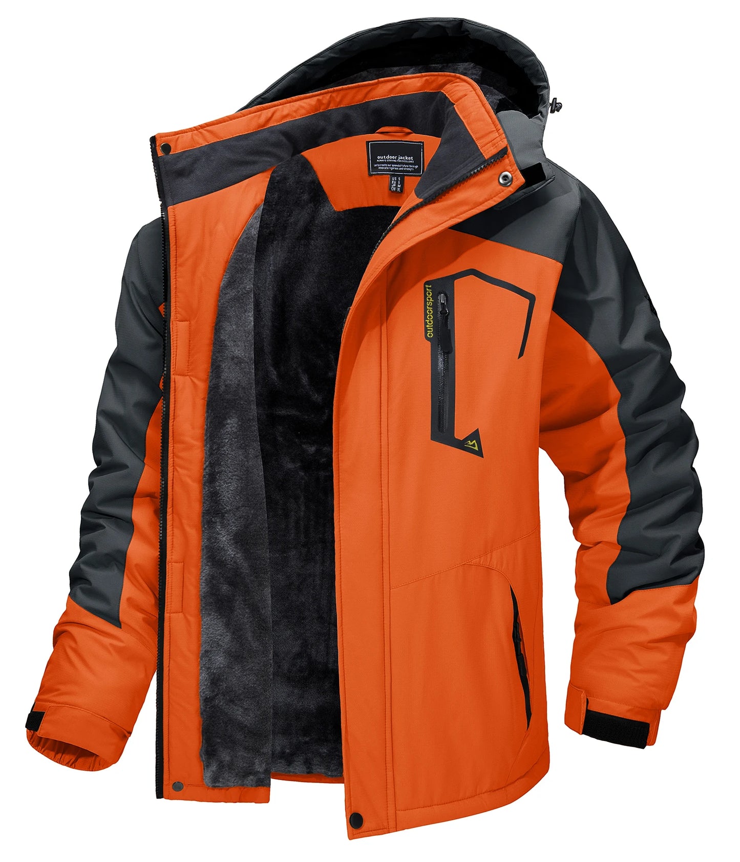 Men’s Fleece Lined Mountain Jacket - Removable Hooded Winter Ski, Snowboard and Hiking Parka Coat