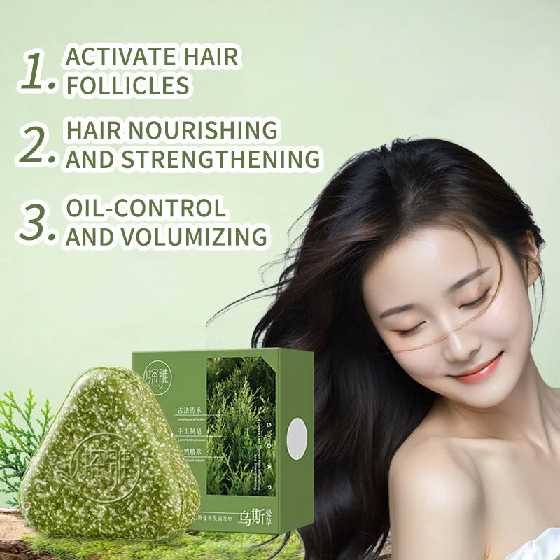 Usman Grass & Platycladus Herbal Shampoo Soap – Natural Hair Loss Treatment, Strengthens Roots, Controls Oil, Cleanses Scalp for Hair Growth