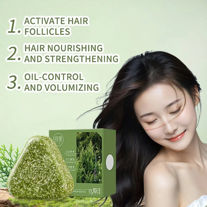 Usman Grass & Platycladus Herbal Shampoo Soap – Natural Hair Loss Treatment, Strengthens Roots, Controls Oil, Cleanses Scalp for Hair Growth
