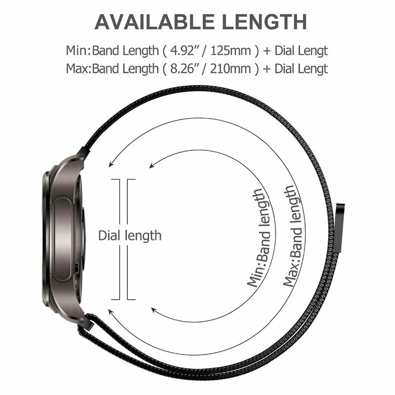 18mm-22mm Metal Watch Strap – Milanese Loop Bracelet for Garmin Vivoactive, Venu, Forerunner & SQ Series