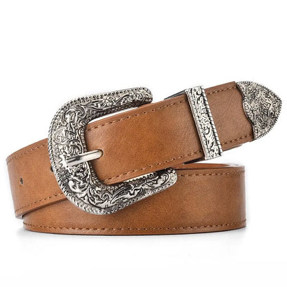 Vintage Carved Needle Buckle Belt — PU Leather Punk Hip Hop Rock Style Unisex Jeans Belt, Y2K Fashion Accessory