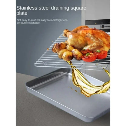 430 Stainless Steel BBQ Grill Pan - Oven Safe Square Roasting & Drip Tray